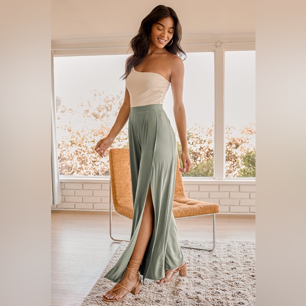 Knockout Sage Green Wide Leg Pants